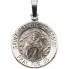 St. Francis of Assisi Medal, 15 mm, 14K White Gold