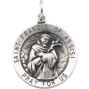 St. Francis of Assisi Medal, 18 mm, Sterling Silver