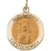 Matka Boska Medal, 15 mm, 14K Yellow Gold