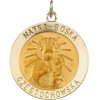 Matka Boska Medal, 18 mm, 14K Yellow Gold
