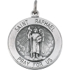 St. Raphael Medal, 18 mm, Sterling Silver