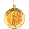 St. Sebastian Medal, 18 mm, 14K Yellow Gold