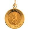 St. Peregrine Medal, 15 mm, 14K Yellow Gold