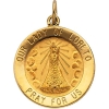 Our Lady of Loreto Medal, 18 mm, 14K Yellow Gold