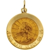 Jesus Have Mercy Medal, 18 mm, 14K Yellow Gold