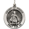 Infant of Prague Medal, 18.5 mm, Sterling Silver