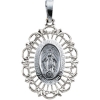 Miraculous Medal, 22 x 15.50 mm, 14K White Gold