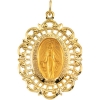 Miraculous Medal, 32 x 23 mm, 14K Yellow Gold