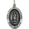 Lady of Guadalupe Medal, 28.75 x 20.0 mm, Sterling Silver