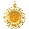 Miraculous Medal, 20 x 18 mm, 14K Yellow Gold