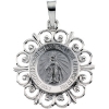 Miraculous Medal, 20 x 18 mm, 14K White Gold