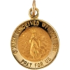 Immaculate Conception Medal, 15 mm, 14K Yellow Gold
