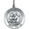 St. Joseph Medal, 22 mm, Sterling Silver