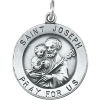 St. Joseph Medal, 18 mm, Sterling Silver