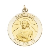 St. Paul The Apostle Medal, 12 mm, 14K Yellow Gold