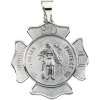 St. Florian Medal Shield, 25.25 mm, 14K White Gold