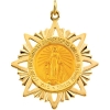 Miraculous Medal, 32 x 29 mm, 14K Yellow Gold
