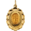 Miraculous Medal, 22 x 16 mm, 14K Yellow Gold