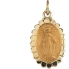 Miraculous Medal, 17 x 11 mm, 14K Yellow Gold