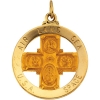 St. Christopher 4-Way Air Land Sea Medal, 25 mm, 14K Yellow Gold