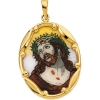 Porcelain Ecce Homo Medal, 13 x 10 mm, 14K Yellow Gold