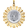 Miraculous Medal, 34 x 31 mm, 14K White & Yellow Gold