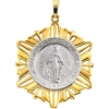 Miraculous Medal, 32.50 x 27.50 mm, 14K White & Yellow Gold