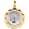 Miraculous Medal, 25 x 21 mm, 14K White & Yellow Gold