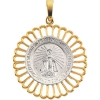 Miraculous Medal, 25 x 23 mm, 14K White & Yellow Gold