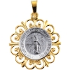 Miraculous Medal, 20 x 18 mm, 14K White & Yellow Gold