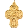 4-Way Cross Medal, 28 x 21 mm, 14K Yellow Gold