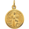 St. Francis of Assisi Medal, 10.15 x 12 mm, 14K Yellow Gold