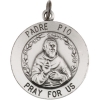 Padre Pio Medal, 18.5 mm, Sterling Silver