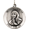Mother Teresa Medal, 18 mm, Sterling Silver