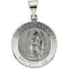 Hollow Guardian Angel Medal, 18.25 x 18.50 mm, 14K White Gold