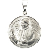 Hollow Pope John Paul Medal, 20.75 x 20.75 mm, 14K White Gold