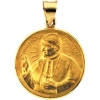 Hollow Pope John Paul Medal, 20.75 x 20.75 mm, 14K Yellow Gold