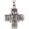 Hollow Four Way Cross Medal, 25 x 24.25 mm, 14K White Gold