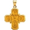 Hollow Four Way Cross Medal, 25 x 24.25 mm, 14K Yellow Gold