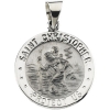 Hollow St. Christopher Medal, 18.25 mm, 14K White Gold