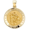 Hollow St. Christopher Medal, 18.25 mm, 14K Yellow Gold