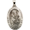 Hollow St. Christopher Medal, 28.75 x 17.75 mm, 14K White Gold