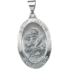 Hollow St. Joseph Medal, 23.25 x 16 mm, 14K White Gold