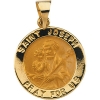 Hollow St. Joseph Medal, 18.25 mm, 14K Yellow Gold