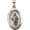 Hollow St. Jude Medal, 23.25 x 16 mm, 14K White Gold