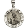 Hollow Sacred Heart of Jesus Medal, 18.5 mm, 14K White Gold