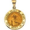 Hollow Sacred Heart of Jesus Medal, 18.5 mm, 14K Yellow Gold