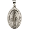 Hollow Miraculous Medal, 23 x 16 mm, 14K White Gold