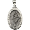 Hollow St. Christopher Medal, 23.50 x 16 mm, 14K White Gold