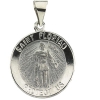 Hollow St. Florian Medal, 18.25 mm, 14K White Gold